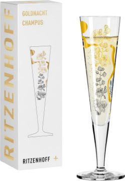 Picture of Ritzenhoff 1071038 Champagne glass 200 ml - Serie Goldnacht Nr. 38 - Orchideen-Motiv mit Echt-Gold - Made in Germany