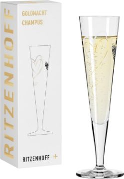 Picture of Ritzenhoff 1071035 Champagne Glass 200 ml - Goldnacht Series No. 35 - Windstone Motif with Real Gold